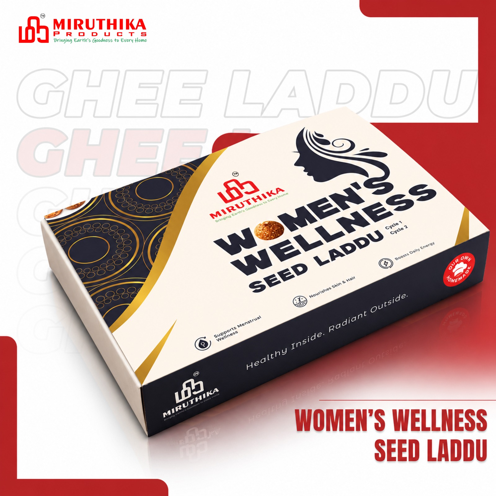 Wellness Seed Laddu – Complete Cycle Balance (Days 1–28) | 28 Laddus | 500 g