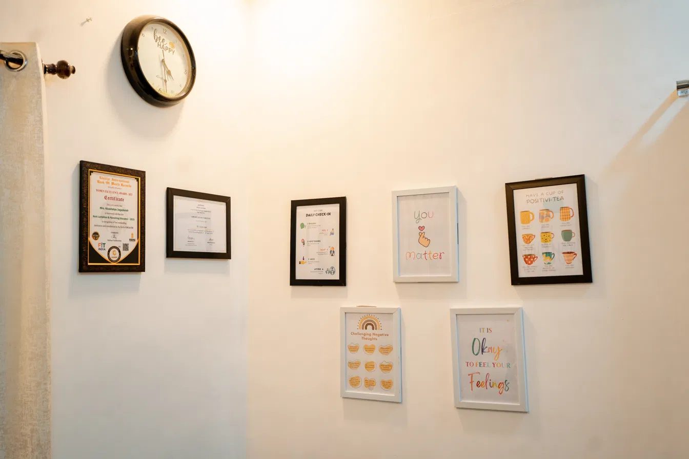 Certifications and awards wall at Deekshalaya